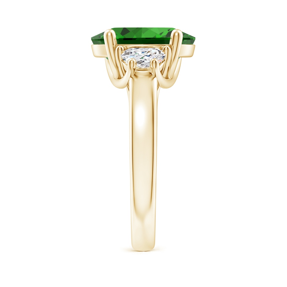 12x10mm Labgrown Lab-Grown Three Stone Oval Emerald and Half Moon Diamond Ring in Yellow Gold side 299