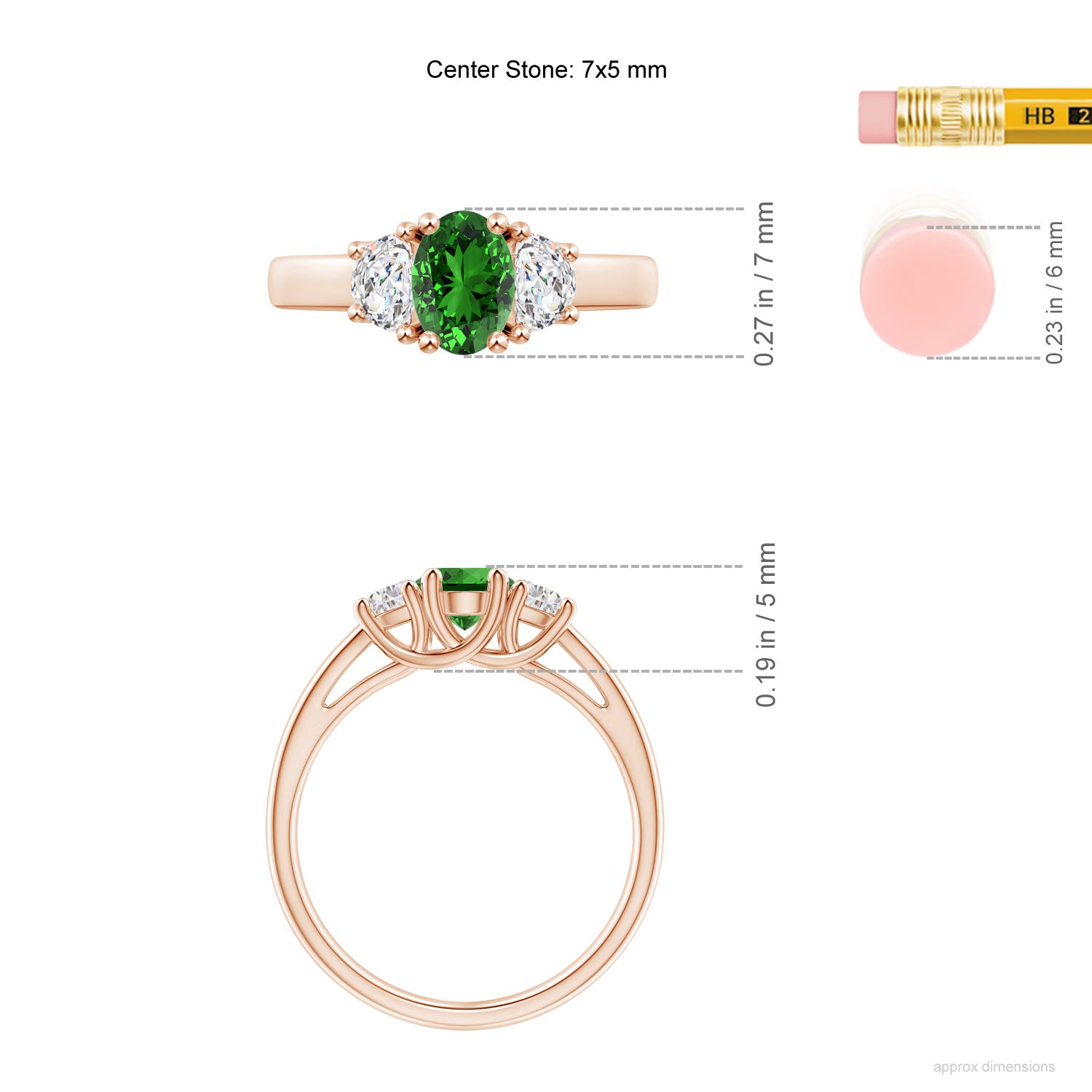 Premium - Lab-Grown Emerald / 1.12 CT / 14 KT Rose Gold