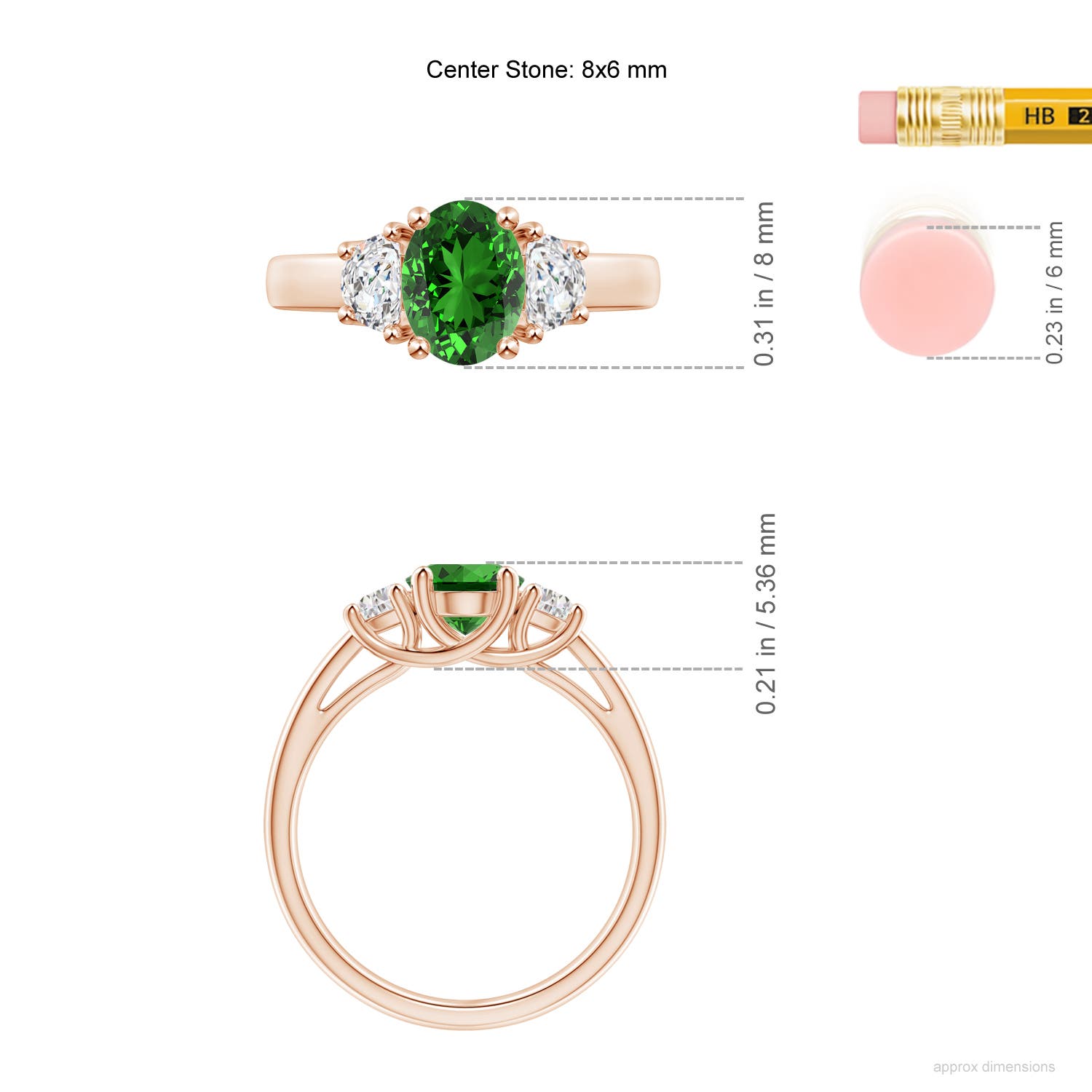 Premium - Lab-Grown Emerald / 1.56 CT / 14 KT Rose Gold