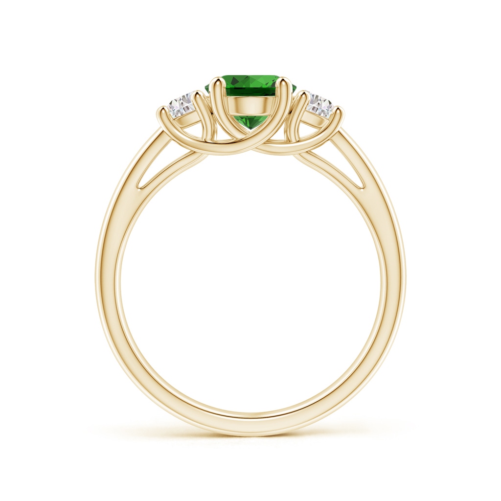 8x6mm Labgrown Lab-Grown Three Stone Oval Emerald and Half Moon Diamond Ring in Yellow Gold - side 199