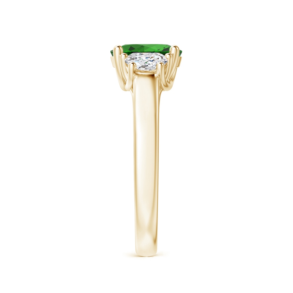 8x6mm Labgrown Lab-Grown Three Stone Oval Emerald and Half Moon Diamond Ring in Yellow Gold side 299