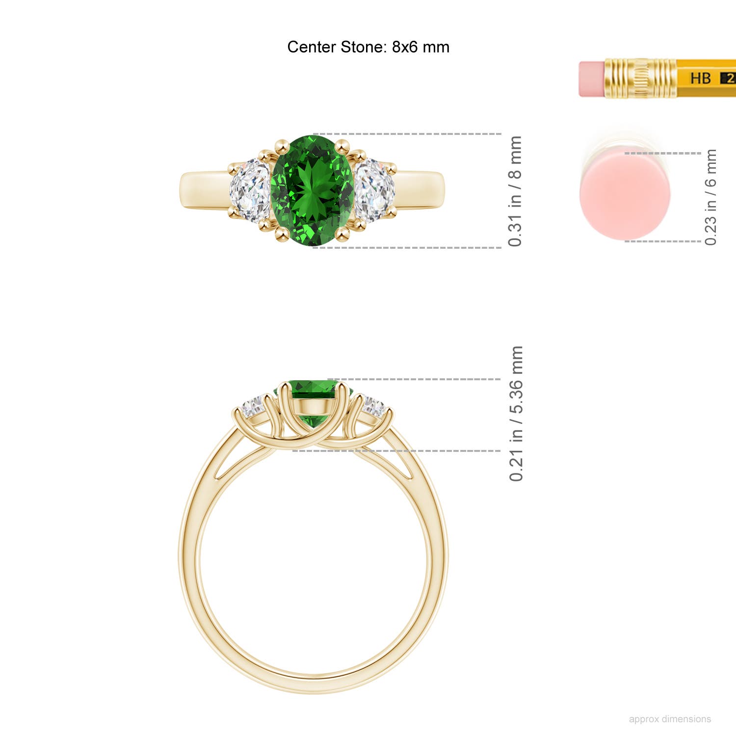 Premium - Lab-Grown Emerald / 1.56 CT / 14 KT Yellow Gold