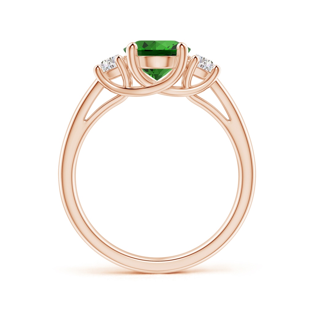 9x7mm Labgrown Lab-Grown Three Stone Oval Emerald and Half Moon Diamond Ring in 9K Rose Gold Side 199