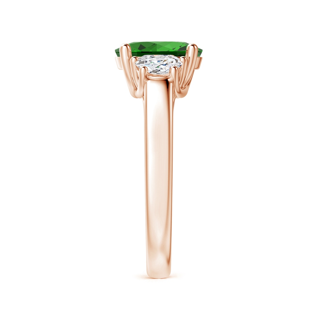 9x7mm Labgrown Lab-Grown Three Stone Oval Emerald and Half Moon Diamond Ring in 9K Rose Gold Side 299