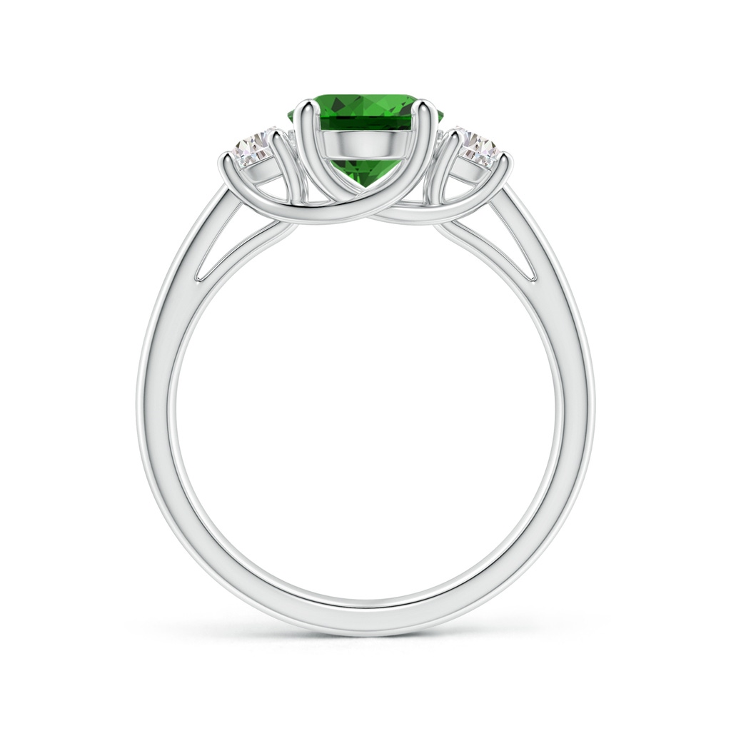 9x7mm Labgrown Lab-Grown Three Stone Oval Emerald and Half Moon Diamond Ring in White Gold Side 199