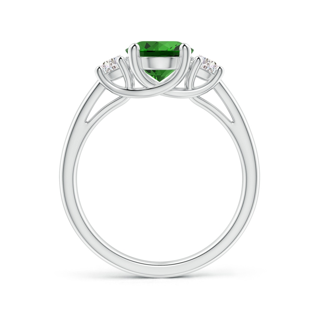 9x7mm Labgrown Lab-Grown Three Stone Oval Emerald and Half Moon Diamond Ring in White Gold - side 199