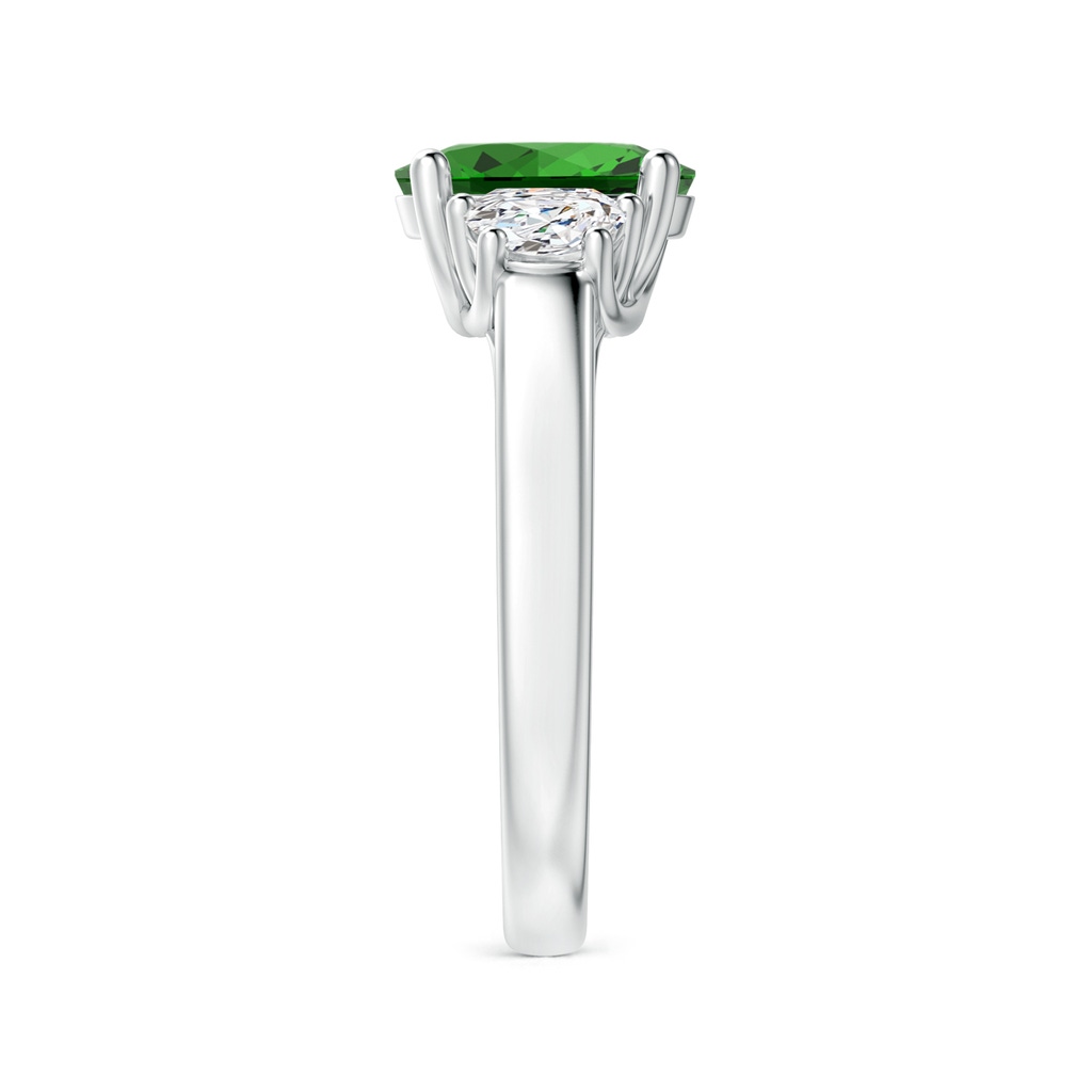 9x7mm Labgrown Lab-Grown Three Stone Oval Emerald and Half Moon Diamond Ring in White Gold Side 299