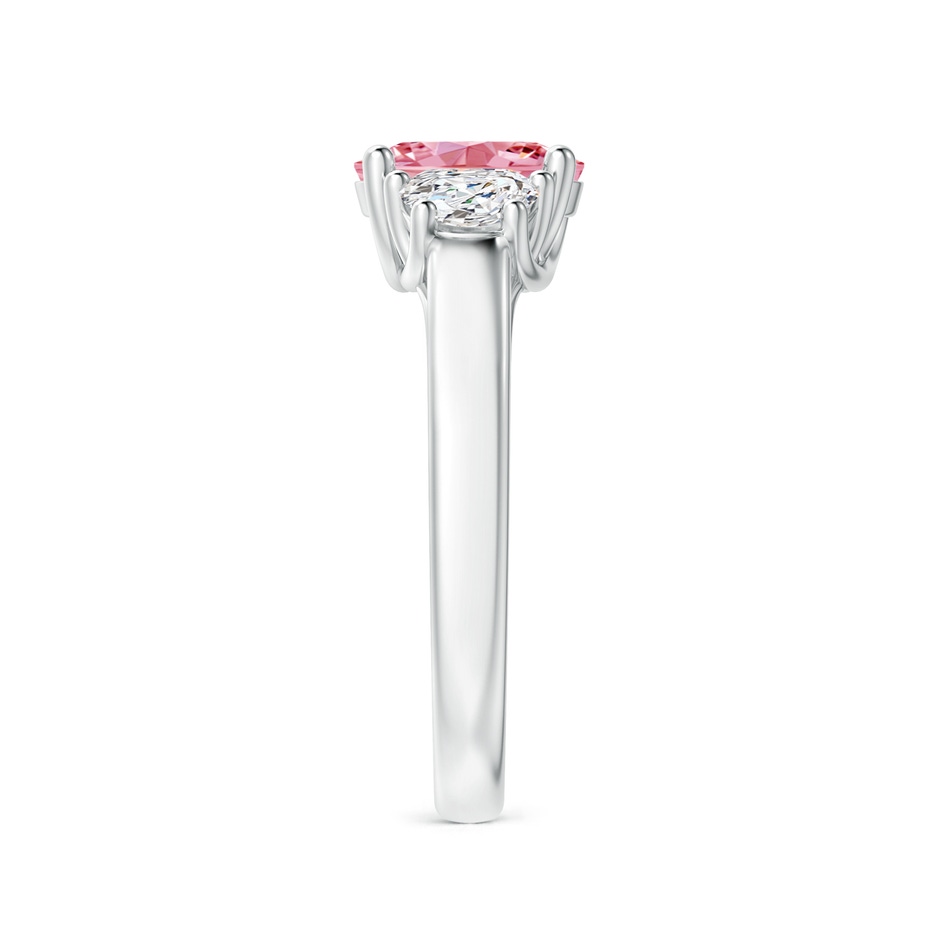 8x6mm Labgrown Three Stone Oval Lab-Grown Fancy Intense Pink and Half Moon White Diamond Ring in P950 Platinum side 299