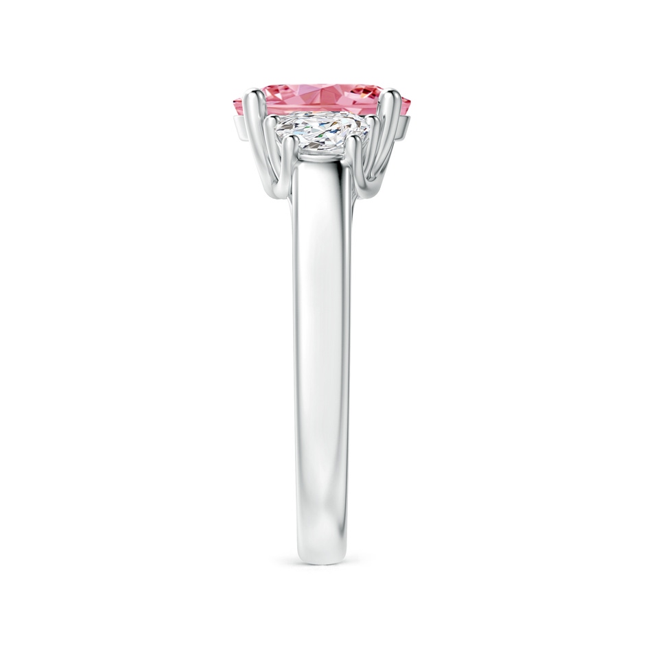 9x7mm Labgrown Three Stone Oval Lab-Grown Fancy Intense Pink and Half Moon White Diamond Ring in P950 Platinum side 299