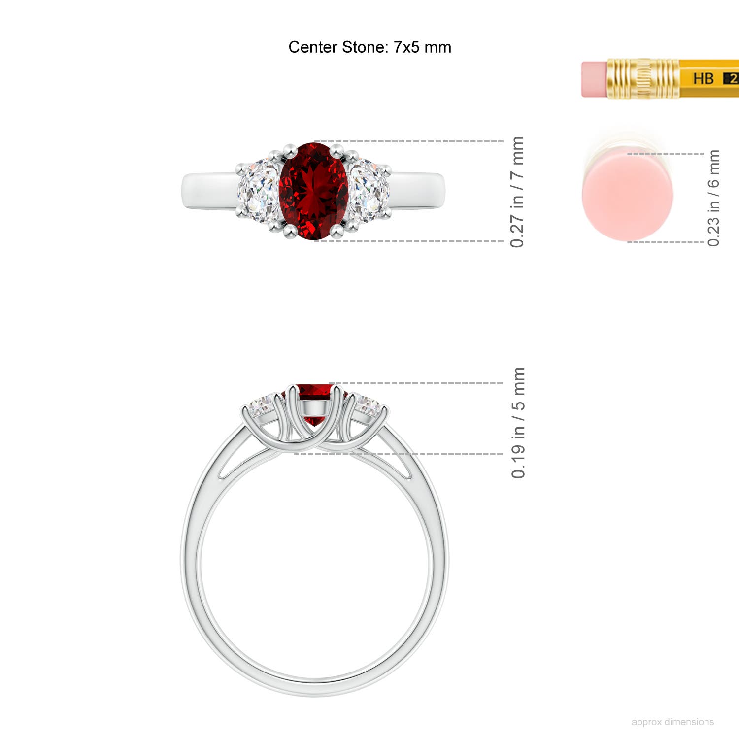 Premium - Lab-Grown Ruby / 1.46 CT / 14 KT White Gold