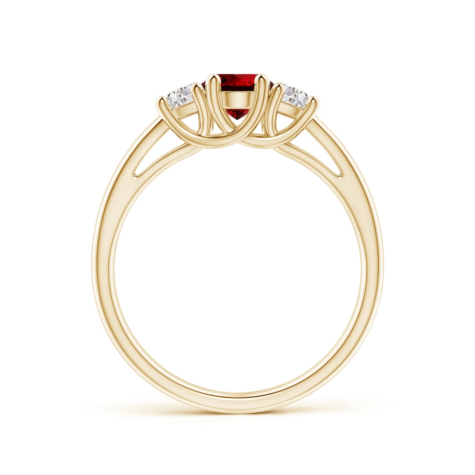 7x5mm Labgrown Lab-Grown Three Stone Oval Ruby and Half Moon Lab Diamond Ring in Yellow Gold side 199