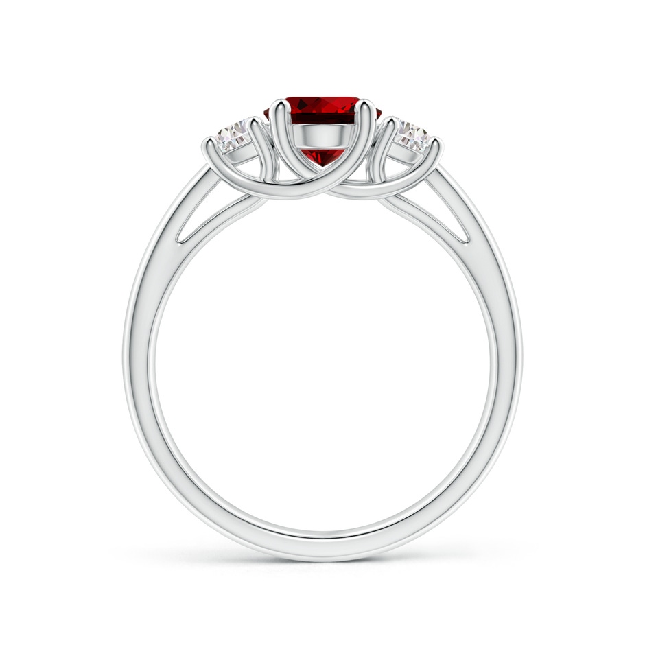 8x6mm Labgrown Lab-Grown Three Stone Oval Ruby and Half Moon Lab Diamond Ring in P950 Platinum side 199