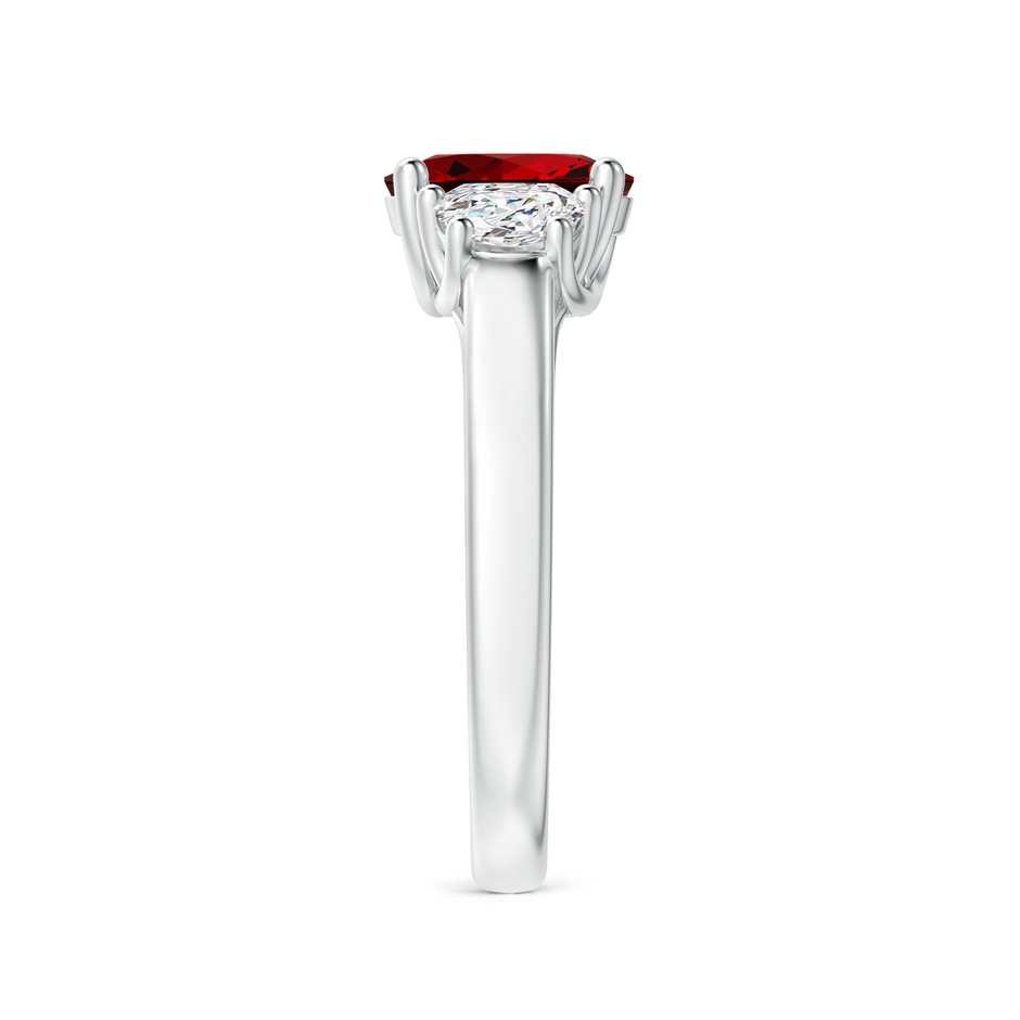 8x6mm Labgrown Lab-Grown Three Stone Oval Ruby and Half Moon Lab Diamond Ring in P950 Platinum side 299