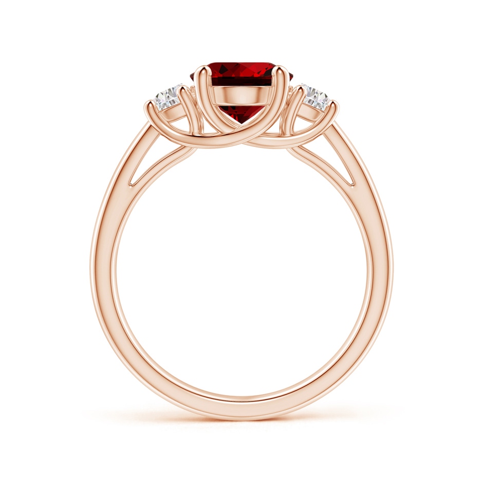 9x7mm Labgrown Lab-Grown Three Stone Oval Ruby and Half Moon Lab Diamond Ring in Rose Gold side 199