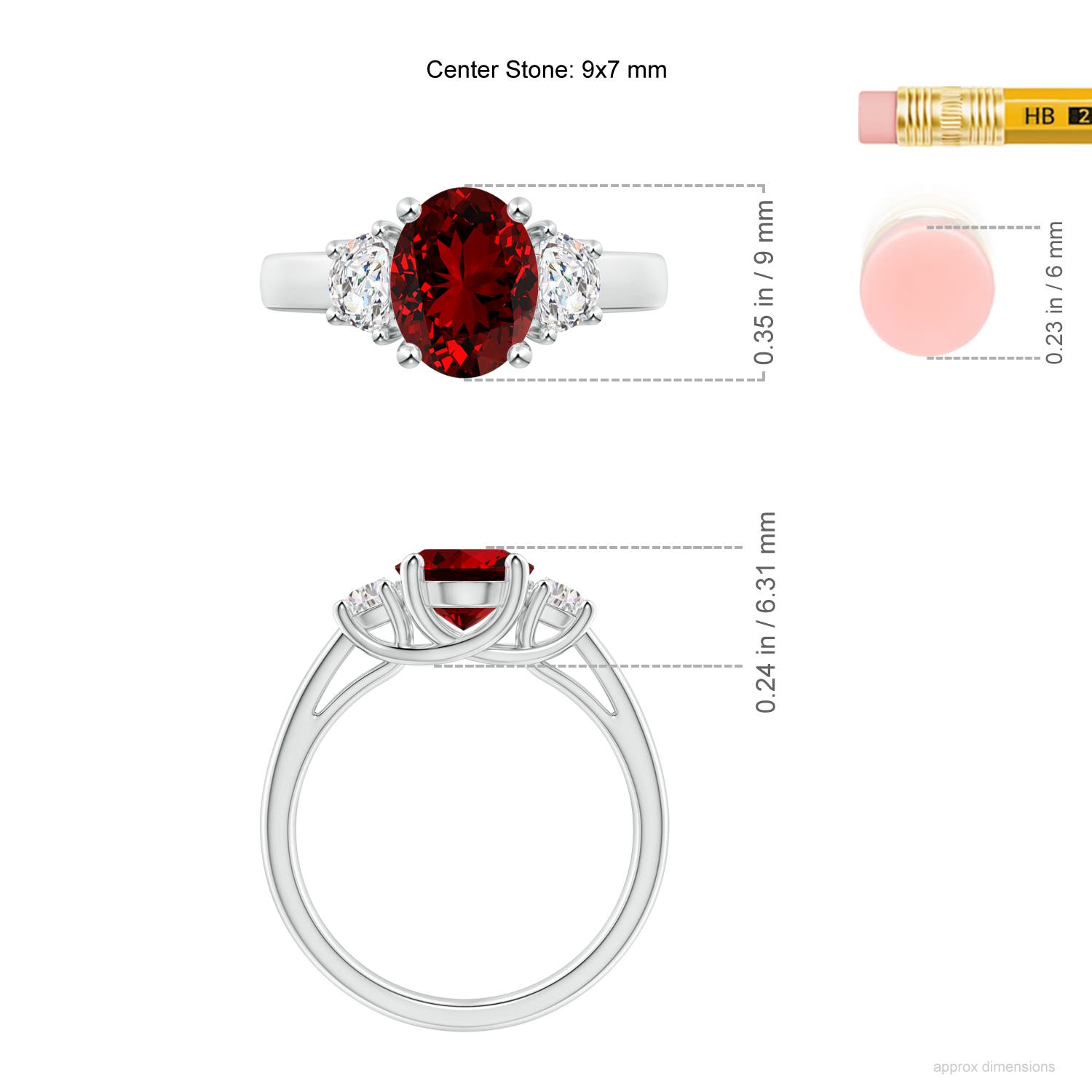 Premium - Lab-Grown Ruby / 2.46 CT / 14 KT White Gold