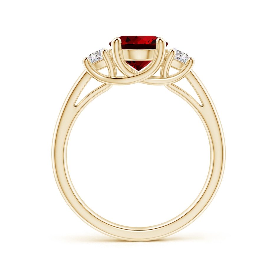 9x7mm Labgrown Lab-Grown Three Stone Oval Ruby and Half Moon Lab Diamond Ring in Yellow Gold side 199