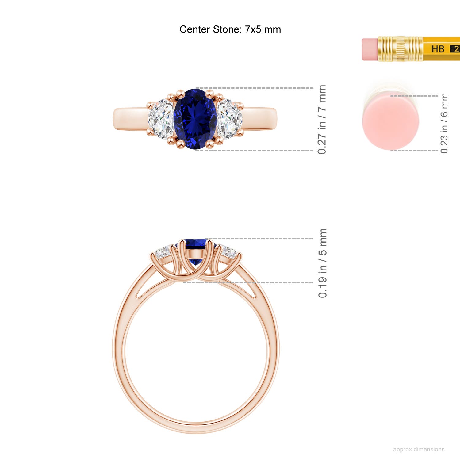 Premium - Lab-Grown Blue Sapphire / 1.31 CT / 14 KT Rose Gold