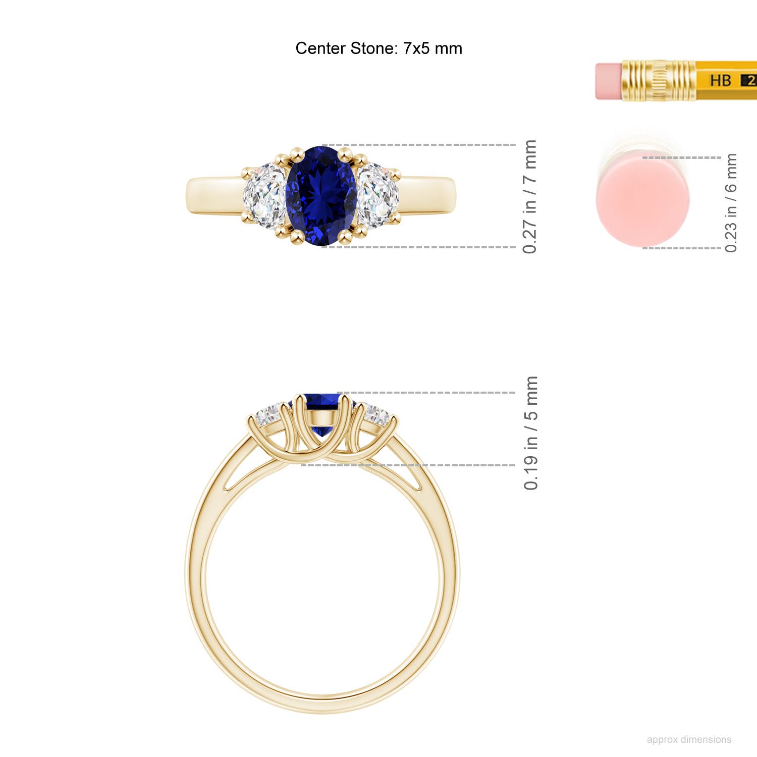 Premium - Lab-Grown Blue Sapphire / 1.31 CT / 14 KT Yellow Gold