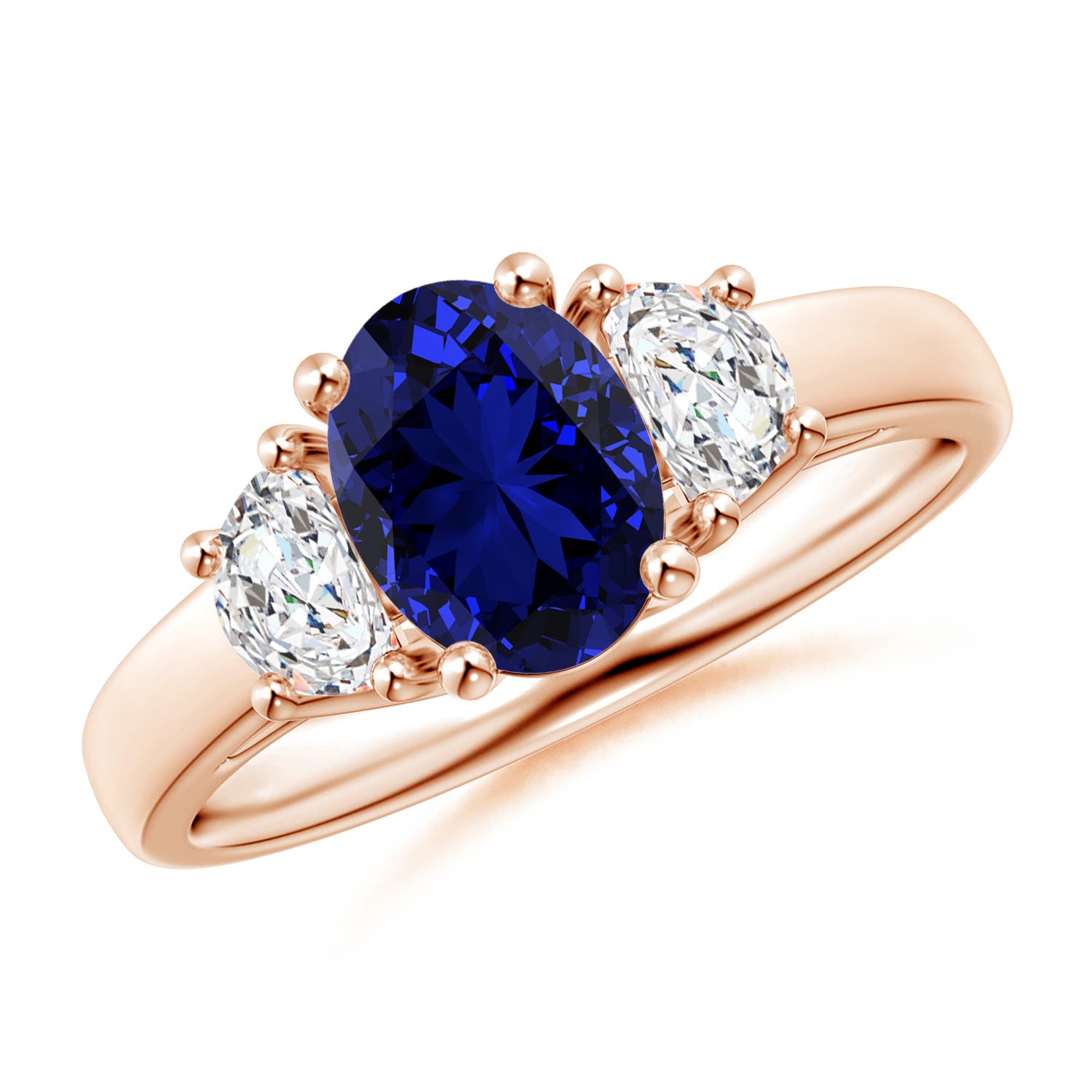 Premium - Lab-Grown Blue Sapphire / 2.01 CT / 14 KT Rose Gold