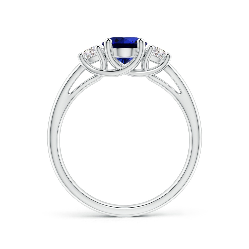 8x6mm Labgrown Lab-Grown 3 Stone Oval Blue Sapphire and Half Moon Diamond Ring in White Gold Side 199