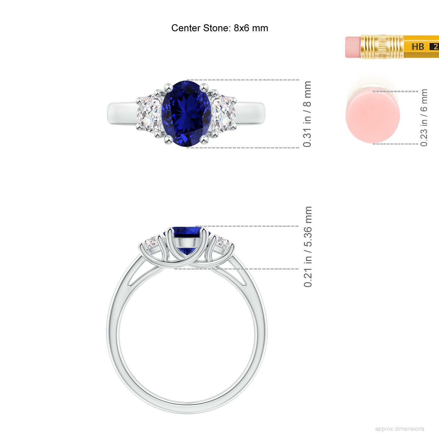 Premium - Lab-Grown Blue Sapphire / 2.01 CT / 14 KT White Gold