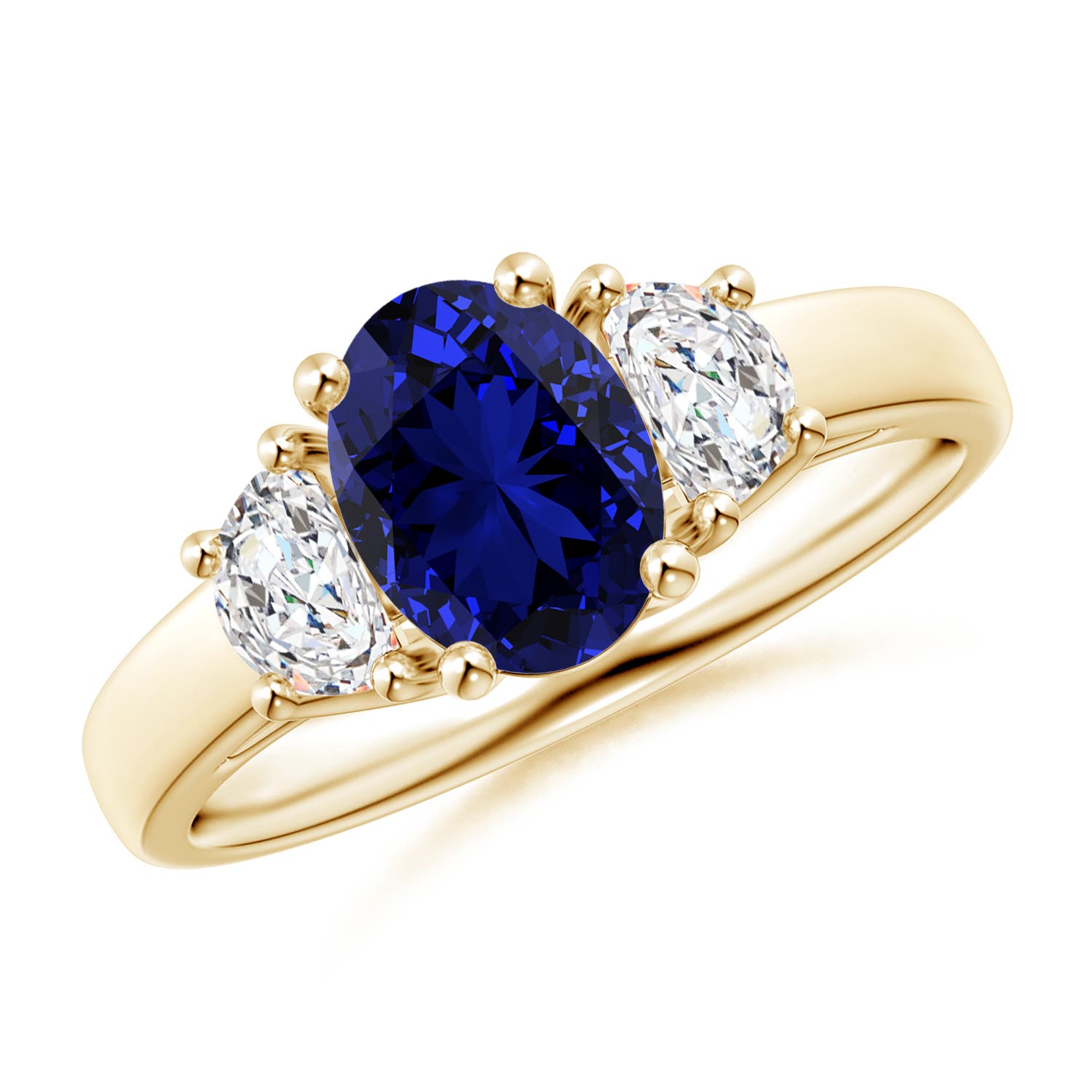 Premium - Lab-Grown Blue Sapphire / 2.01 CT / 14 KT Yellow Gold