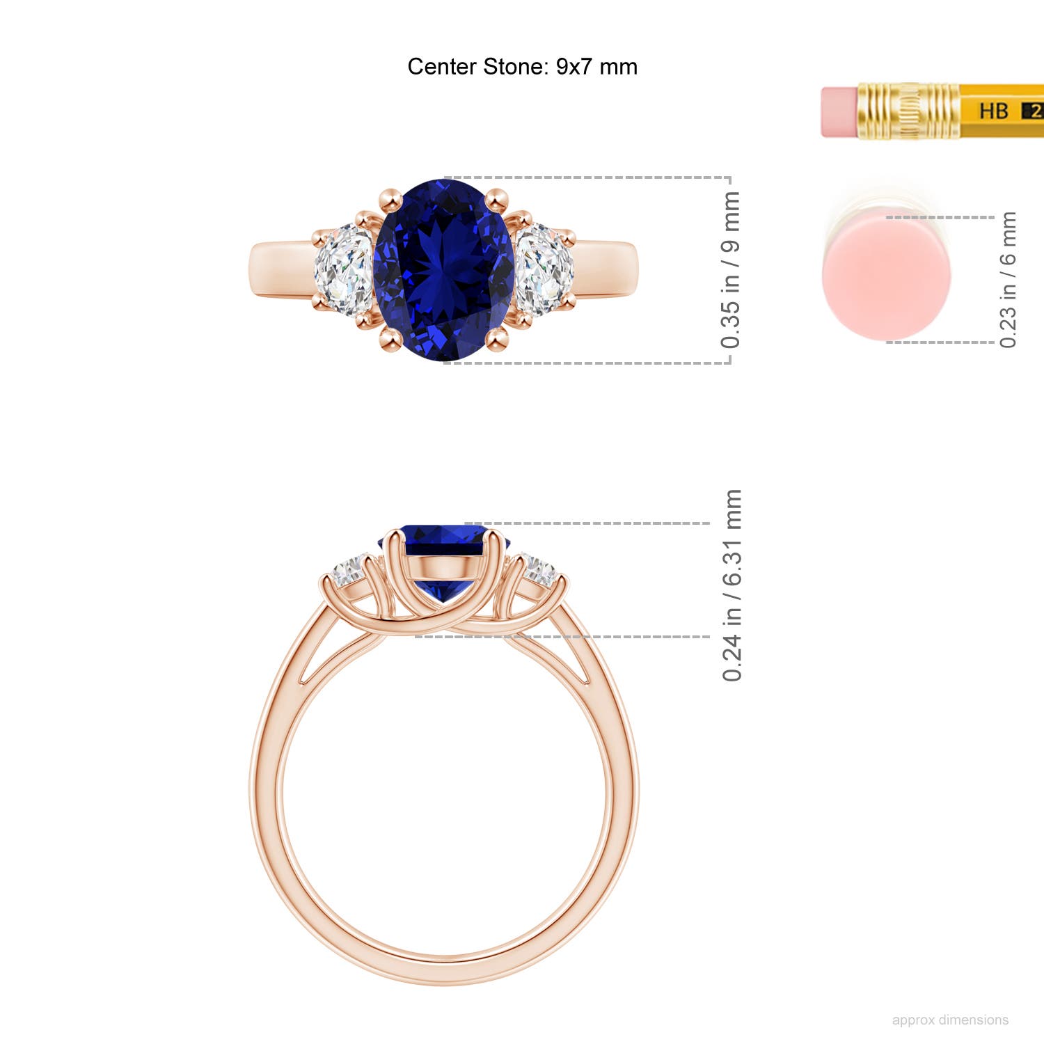 Premium - Lab-Grown Blue Sapphire / 2.46 CT / 14 KT Rose Gold