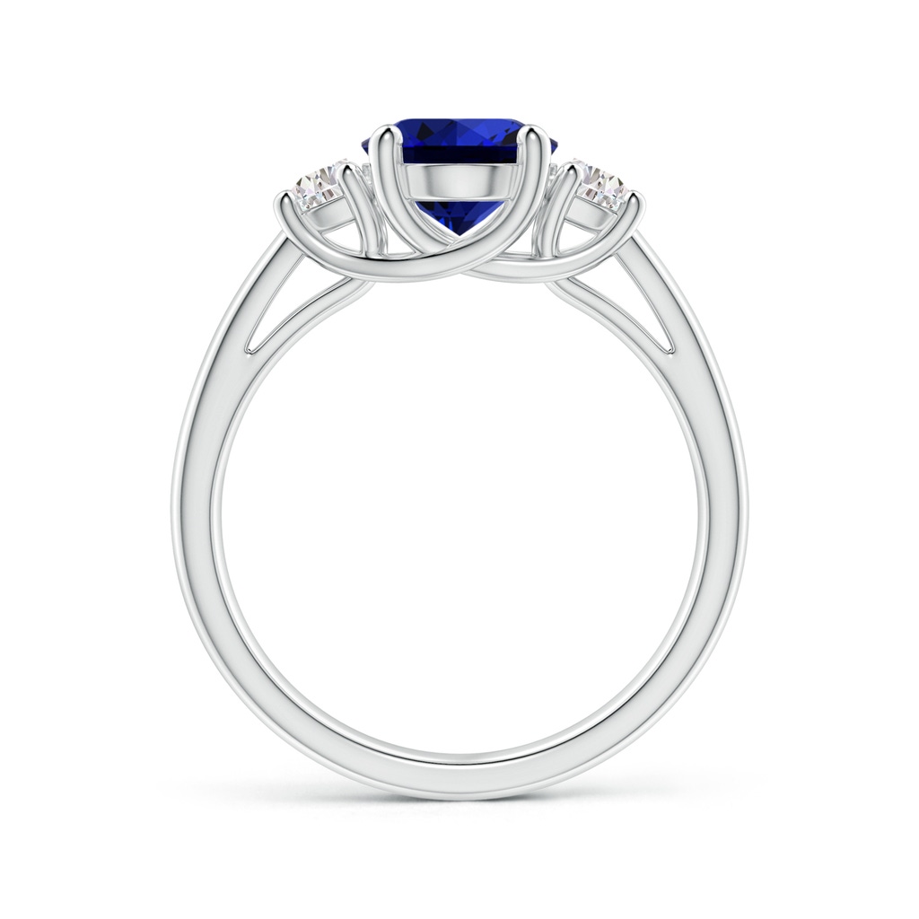 9x7mm Labgrown Lab-Grown 3 Stone Oval Blue Sapphire and Half Moon Diamond Ring in White Gold Side 199
