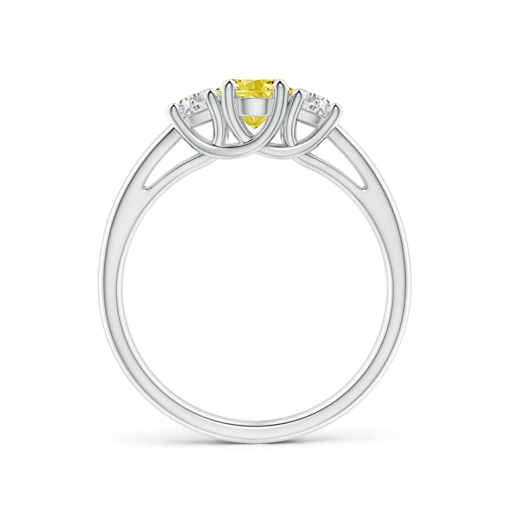 7x5mm Labgrown Three Stone Oval Lab-Grown Fancy Intense Yellow and Half Moon White Diamond Ring in P950 Platinum - side 199