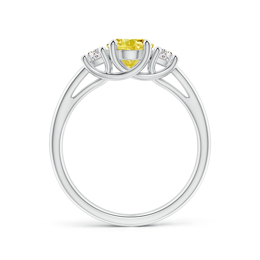 8x6mm Labgrown Three Stone Oval Lab-Grown Fancy Intense Yellow and Half Moon White Diamond Ring in White Gold - side 199