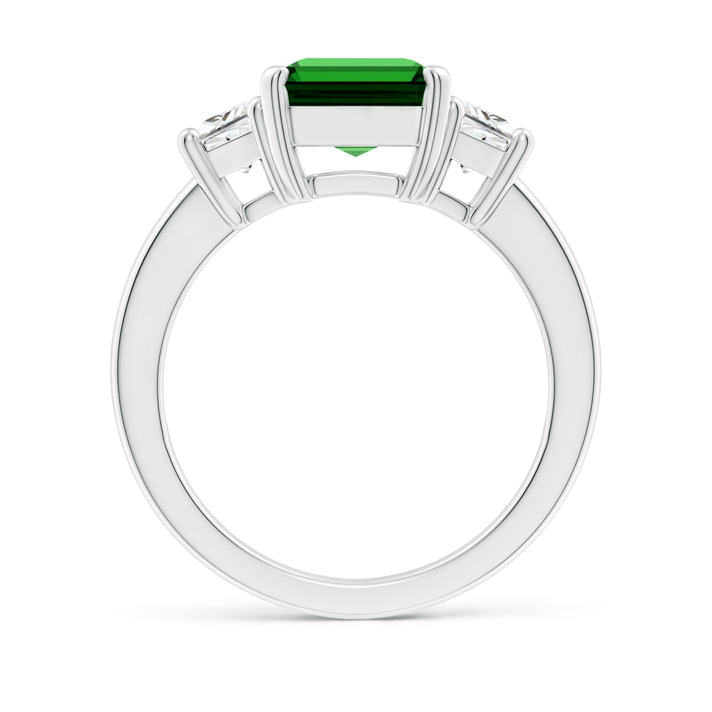 10x8mm Labgrown Lab-Grown Emerald and Diamond Three Stone Ring in P950 Platinum Side 199