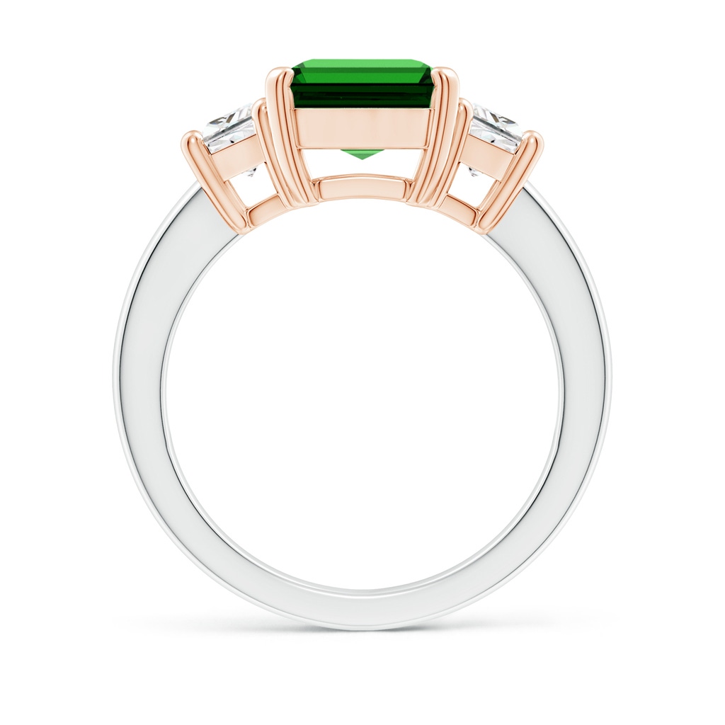 10x8mm Labgrown Lab-Grown Emerald and Diamond Three Stone Ring in White Gold Rose Gold Side 199