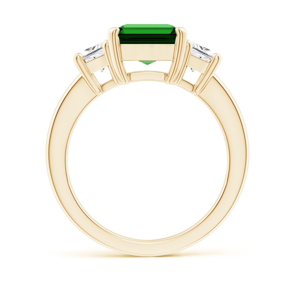 10x8mm Labgrown Lab-Grown Emerald and Diamond Three Stone Ring in Yellow Gold Side 199