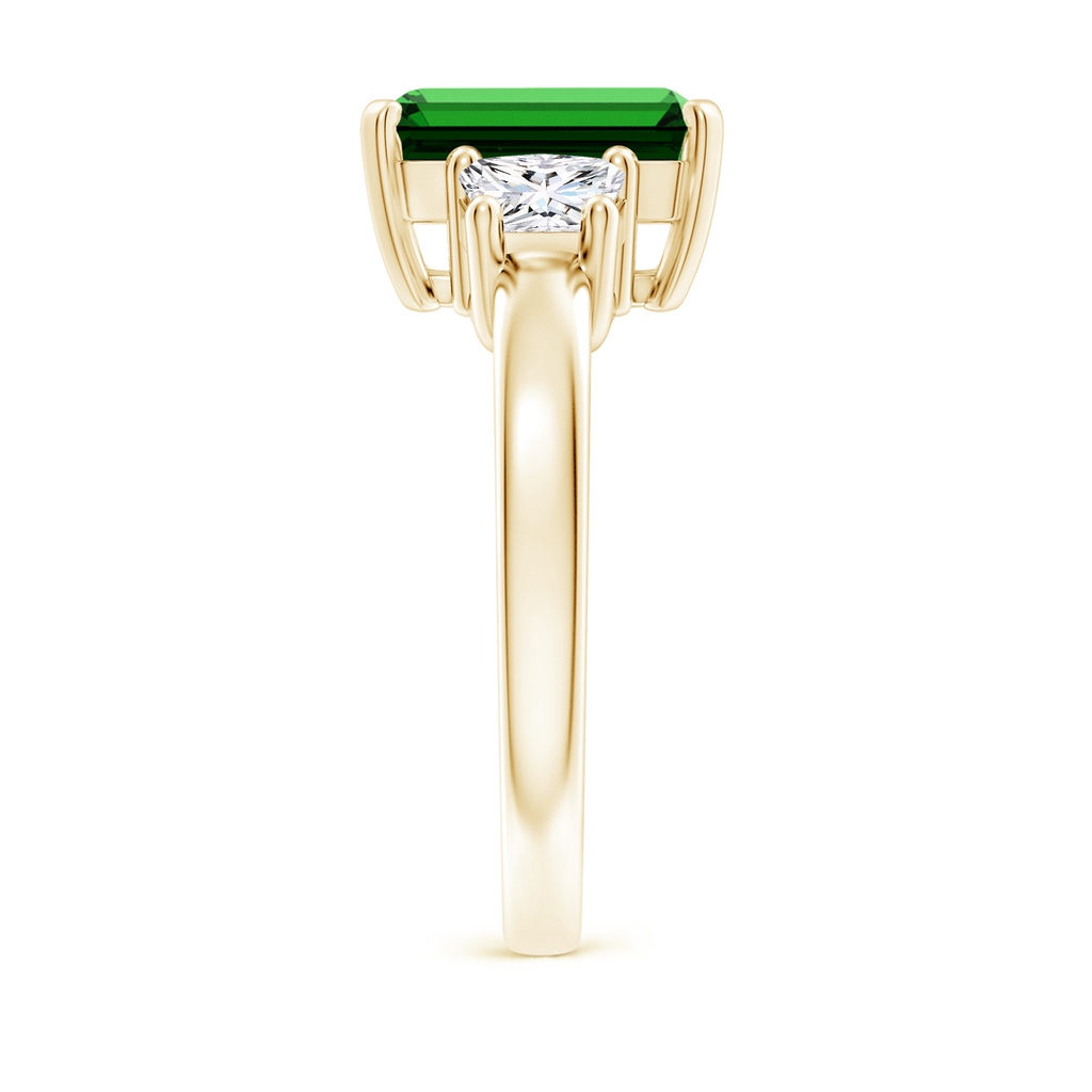 10x8mm Labgrown Lab-Grown Emerald and Diamond Three Stone Ring in Yellow Gold Side 299