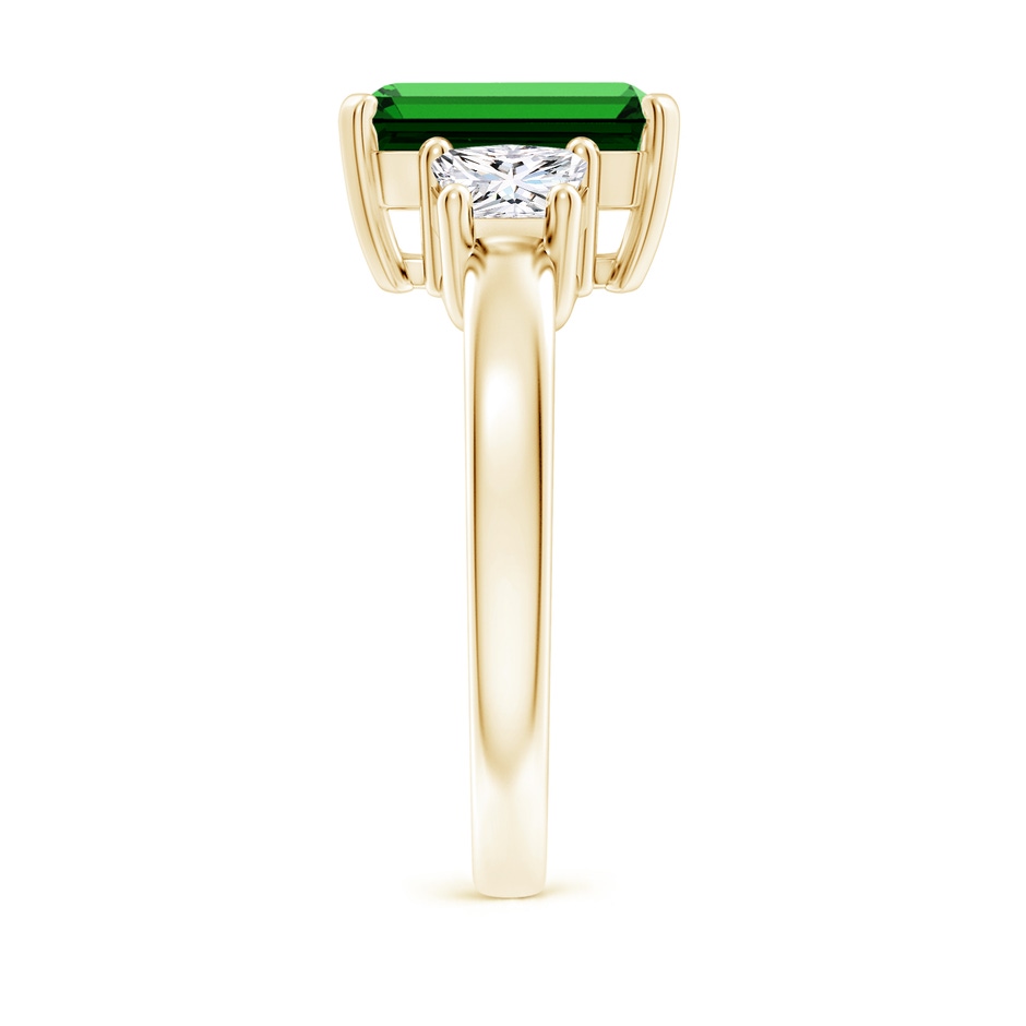 10x8mm Labgrown Lab-Grown Emerald and Diamond Three Stone Ring in Yellow Gold Side 299