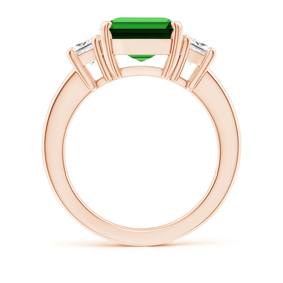 12x10mm Labgrown Lab-Grown Emerald and Diamond Three Stone Ring in Rose Gold Side 199