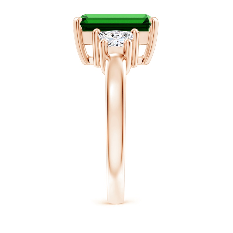 12x10mm Labgrown Lab-Grown Emerald and Diamond Three Stone Ring in Rose Gold Side 299