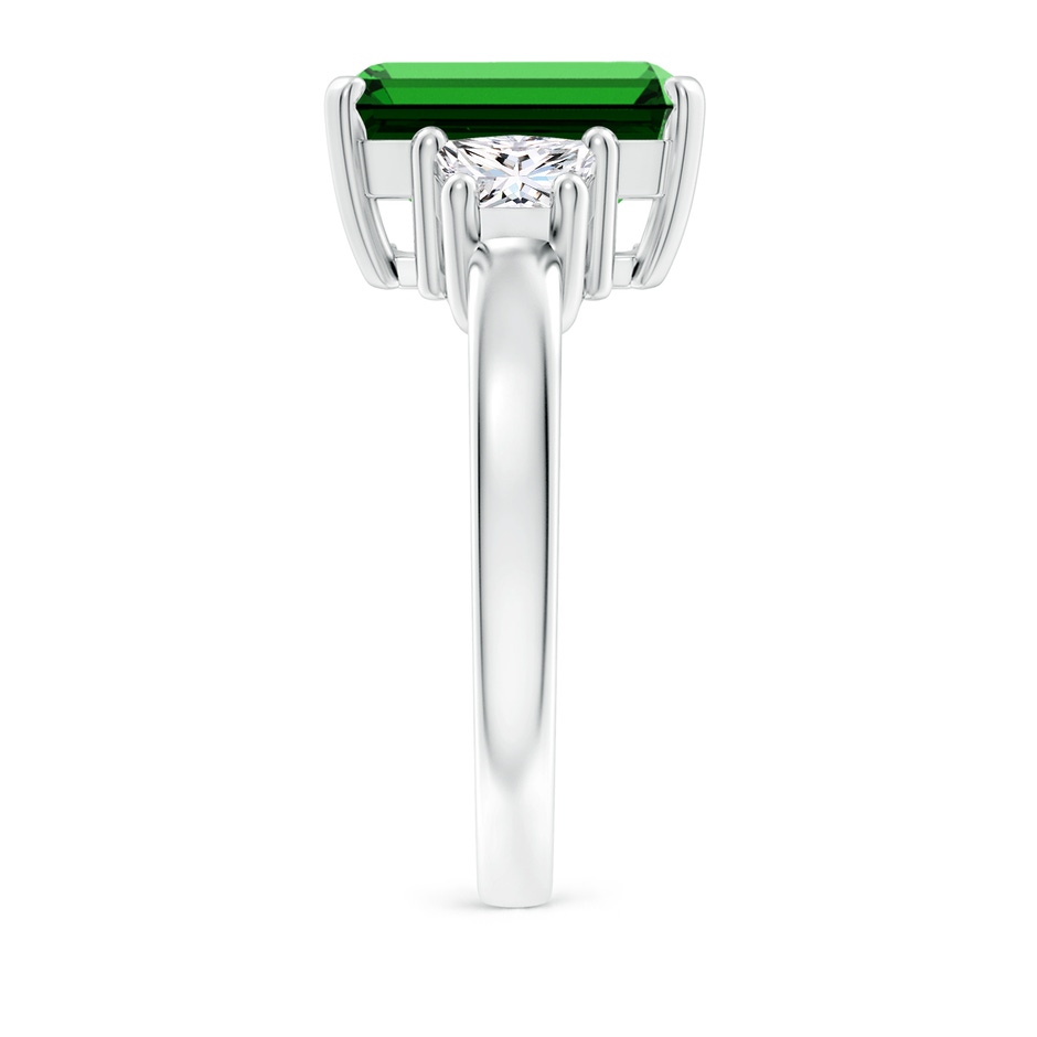 12x10mm Labgrown Lab-Grown Emerald and Diamond Three Stone Ring in White Gold Side 299
