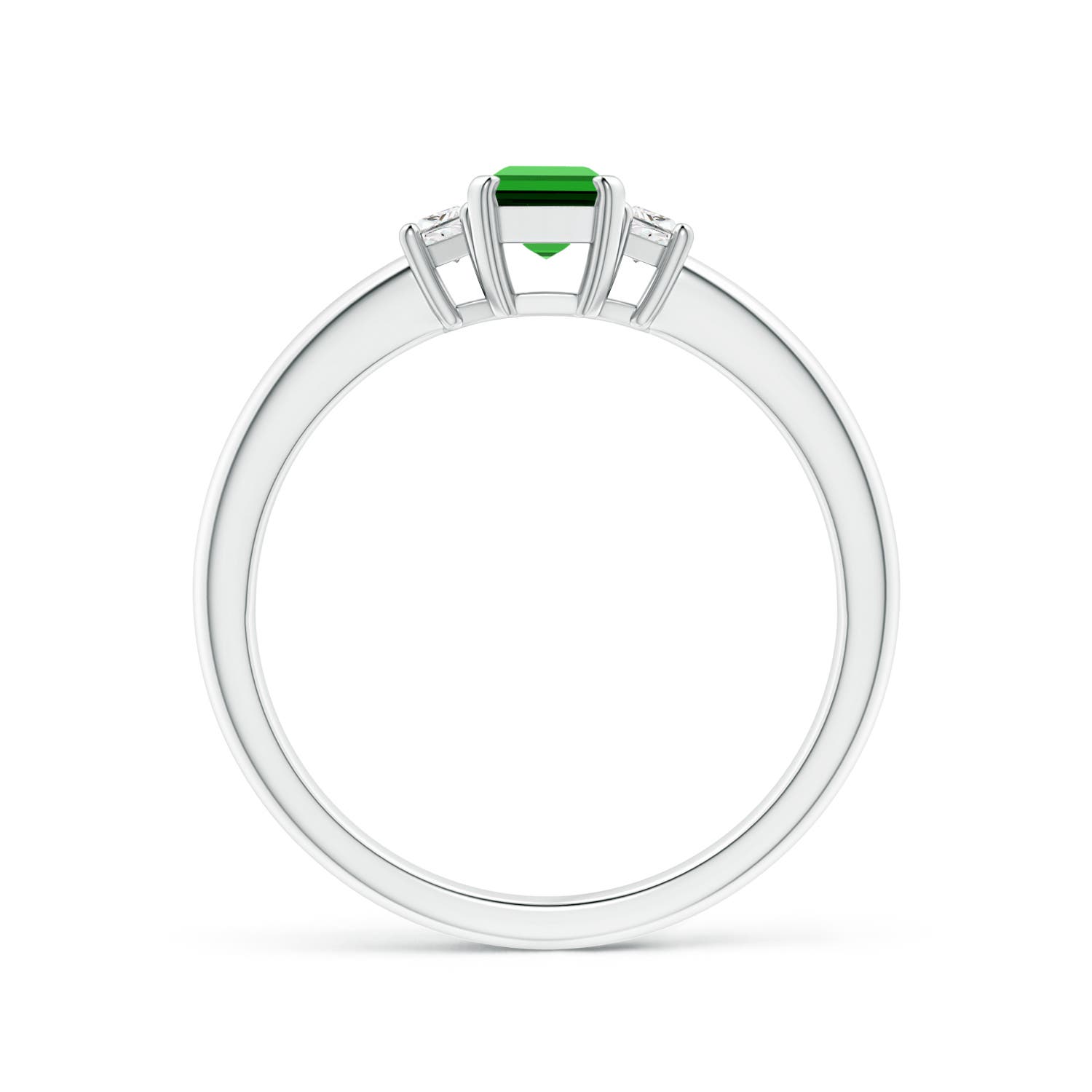 6x4mm Labgrown Lab-Grown Emerald and Diamond Three Stone Ring in P950 Platinum