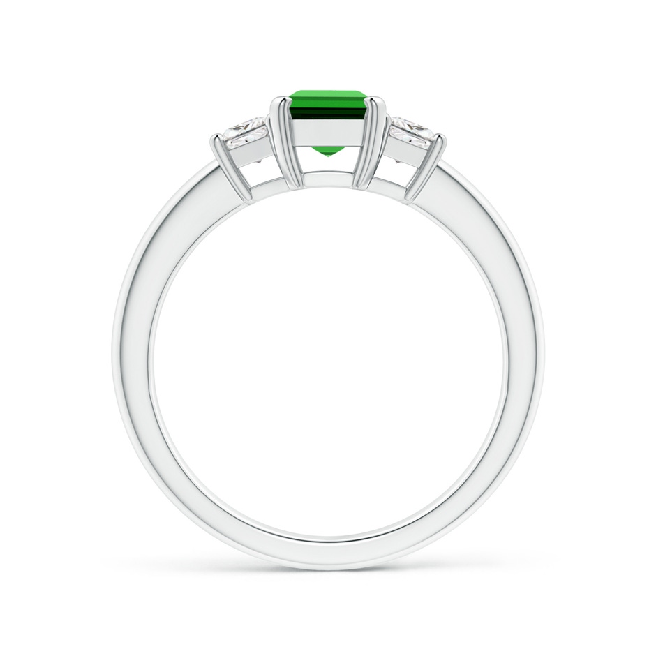7x5mm Labgrown Lab-Grown Emerald-Cut Emerald and Trapezoid Diamond Three Stone Ring in White Gold side 199