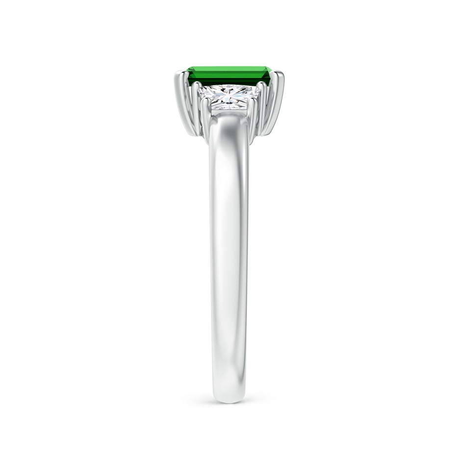 7x5mm Labgrown Lab-Grown Emerald-Cut Emerald and Trapezoid Diamond Three Stone Ring in White Gold side 299