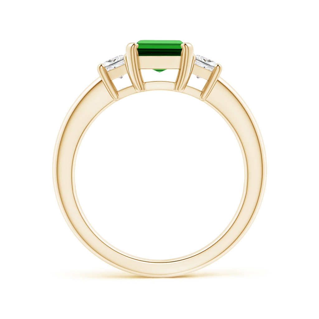 8x6mm Labgrown Lab-Grown Emerald and Diamond Three Stone Ring in 9K Yellow Gold Side 199