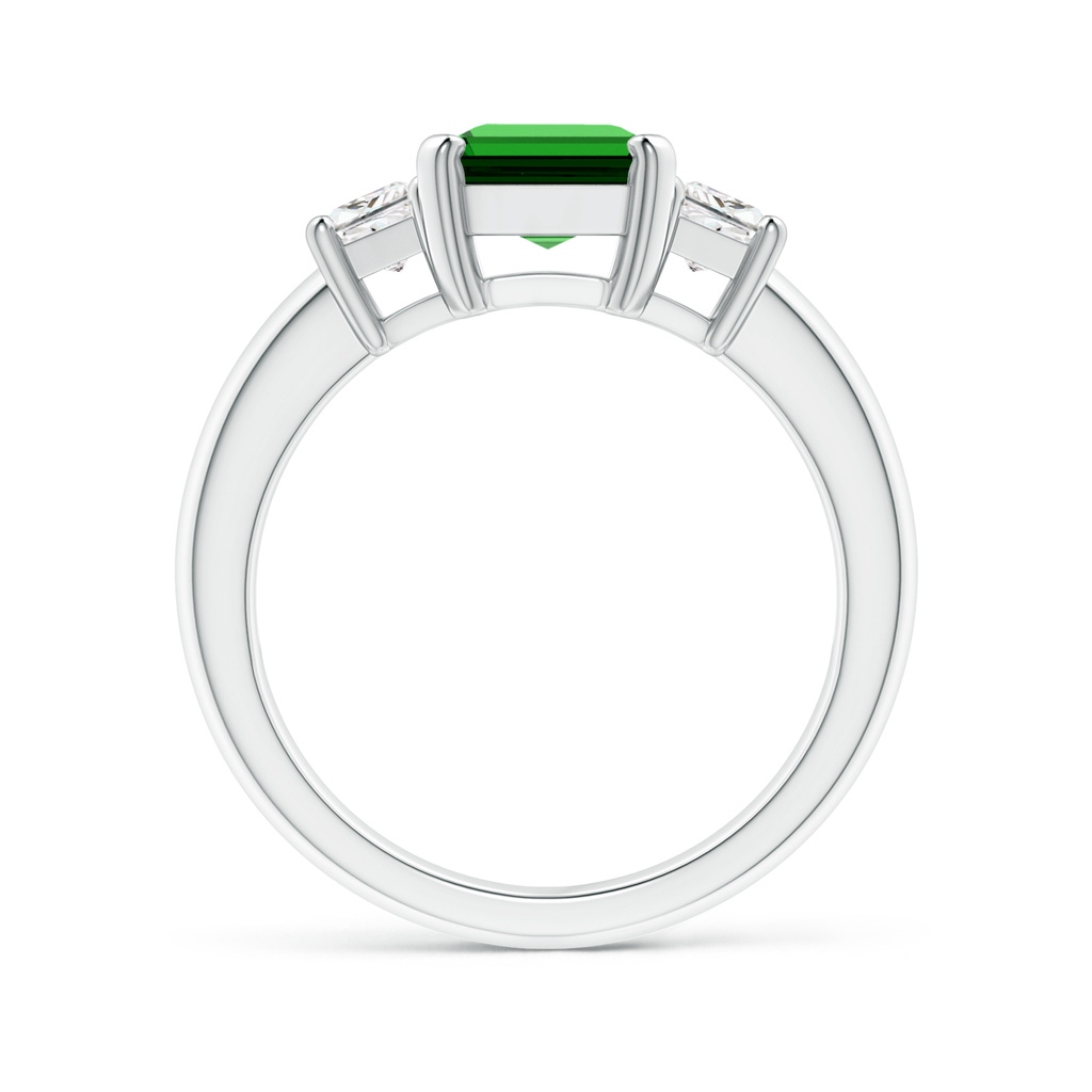 9x7mm Labgrown Lab-Grown Emerald and Diamond Three Stone Ring in P950 Platinum Side 199