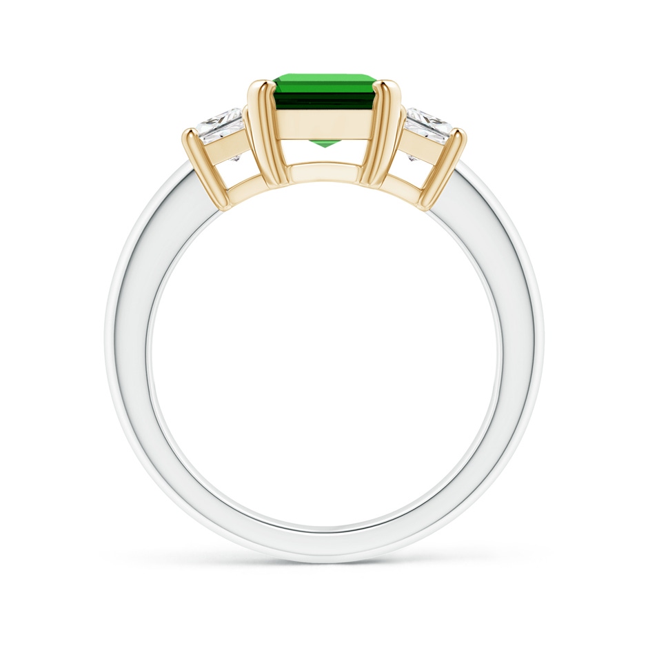 9x7mm Labgrown Lab-Grown Emerald and Diamond Three Stone Ring in White Gold Yellow Gold Side 199