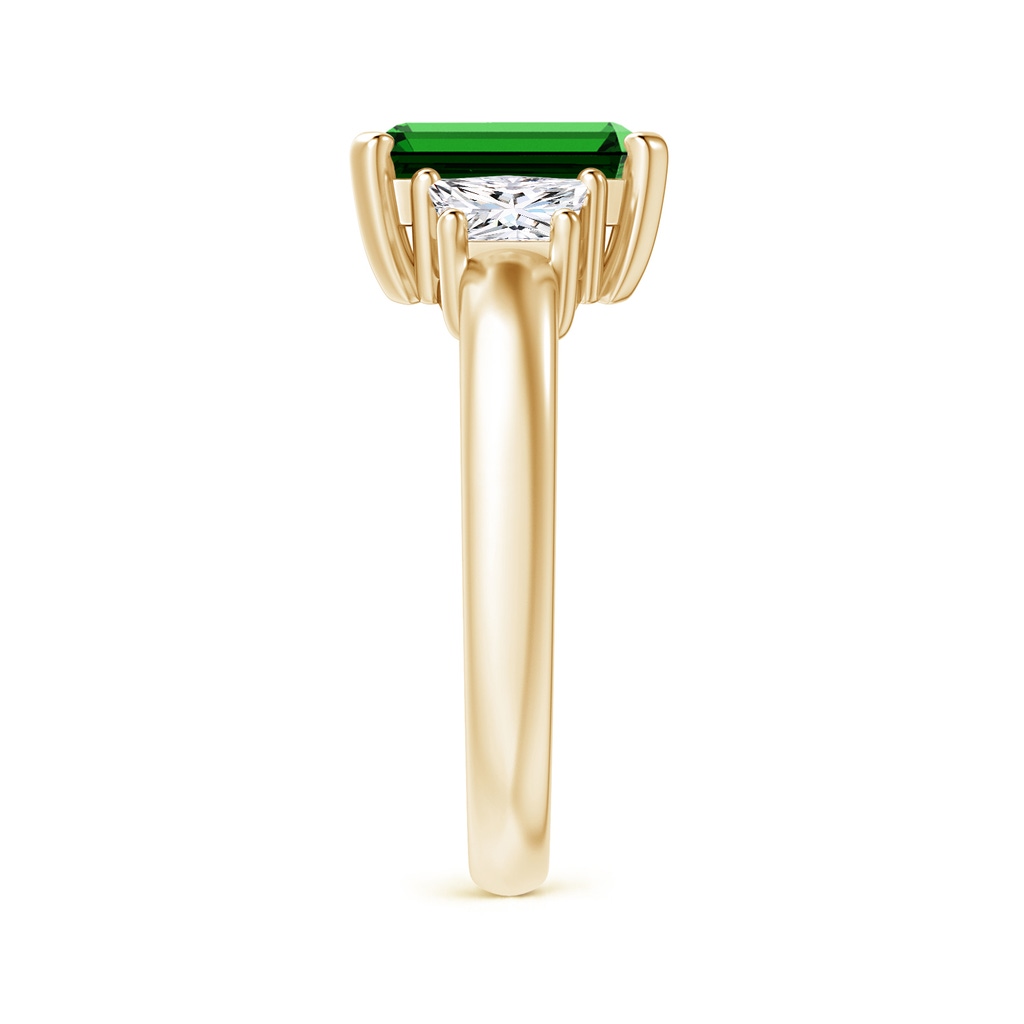 9x7mm Labgrown Lab-Grown Emerald and Diamond Three Stone Ring in Yellow Gold Side 299