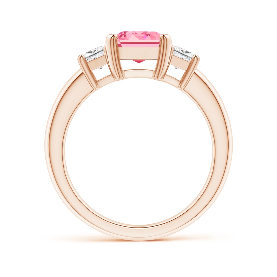 9x7mm Labgrown Lab-Grown Fancy Intense Pink and White Diamond Three Stone Ring in 18K Rose Gold side 199