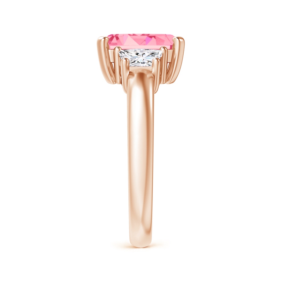 9x7mm Labgrown Lab-Grown Fancy Intense Pink and White Diamond Three Stone Ring in 18K Rose Gold side 299