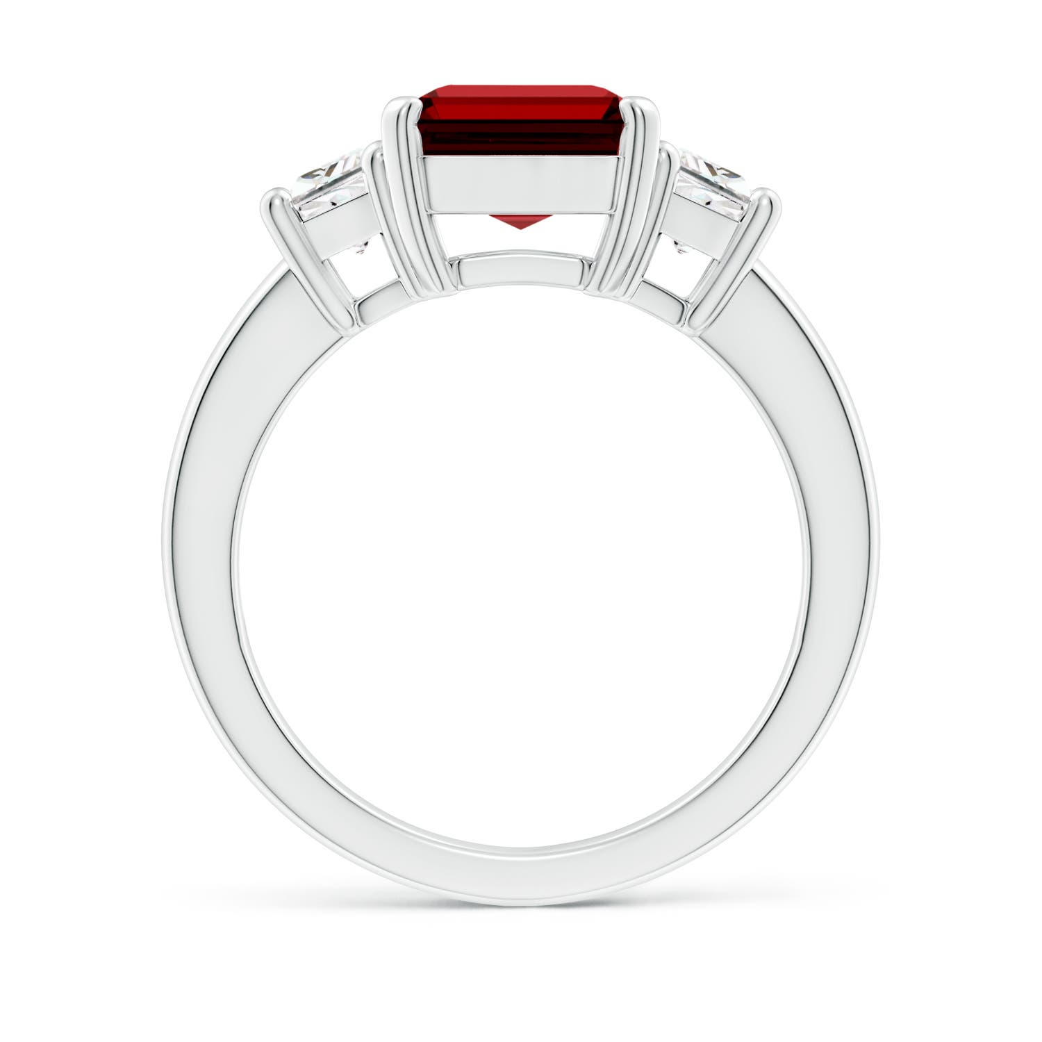 10x8mm Labgrown Lab-Grown Ruby and Lab Diamond Three Stone Ring in White Gold