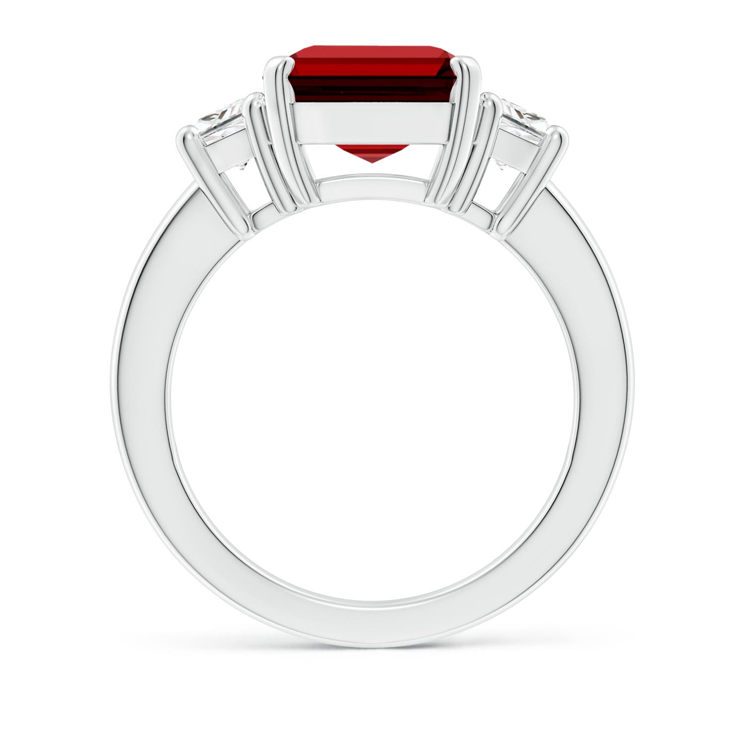 12x10mm Labgrown Lab-Grown Ruby and Lab Diamond Three Stone Ring in P950 Platinum