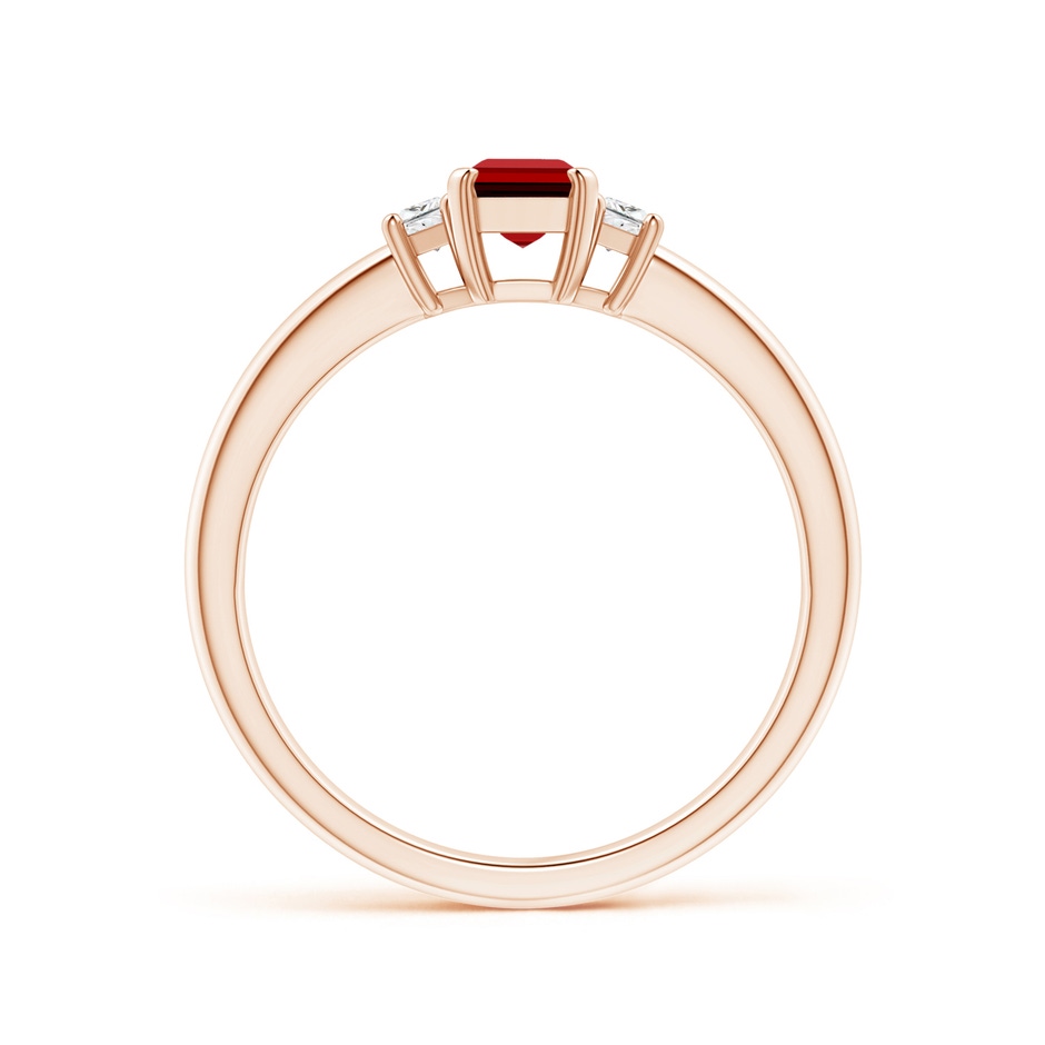 6x4mm Labgrown Lab-Grown Ruby and Lab Diamond Three Stone Ring in Rose Gold side 199